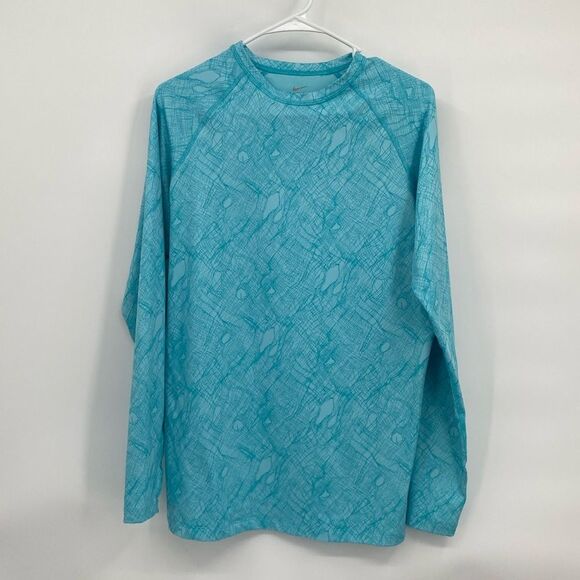 Nike Pro Combat Dri Fit Womens Fitted Long Sleeve Blue Fleece Lined Workout Top - Picture 1 of 9